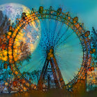 Vibrant Ferris Wheel Against a Sunset Sky