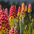 Surreal Landscape with Colorful Flowers and Glow
