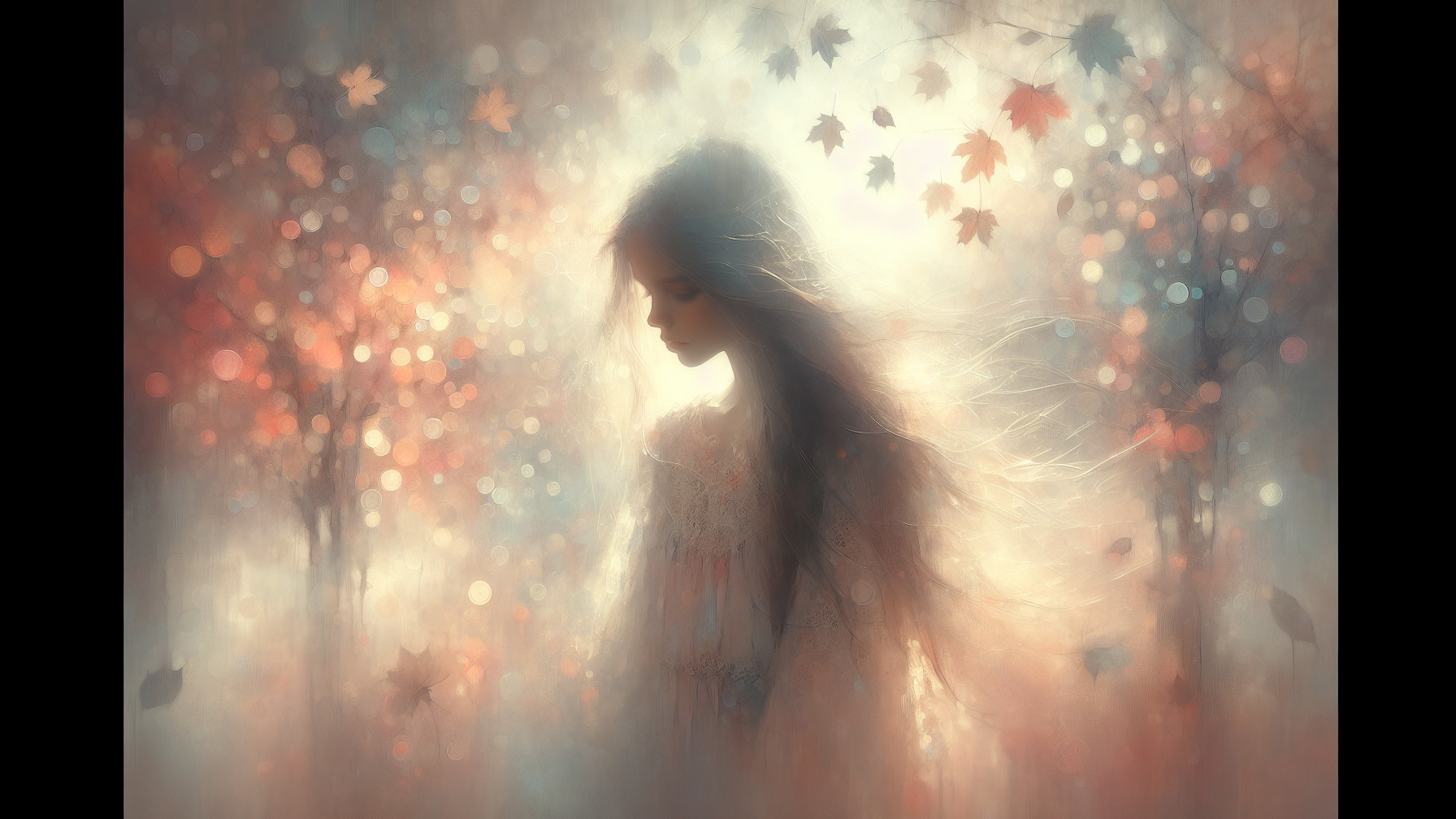 Ethereal Woman Silhouette in Autumn Glow Scene