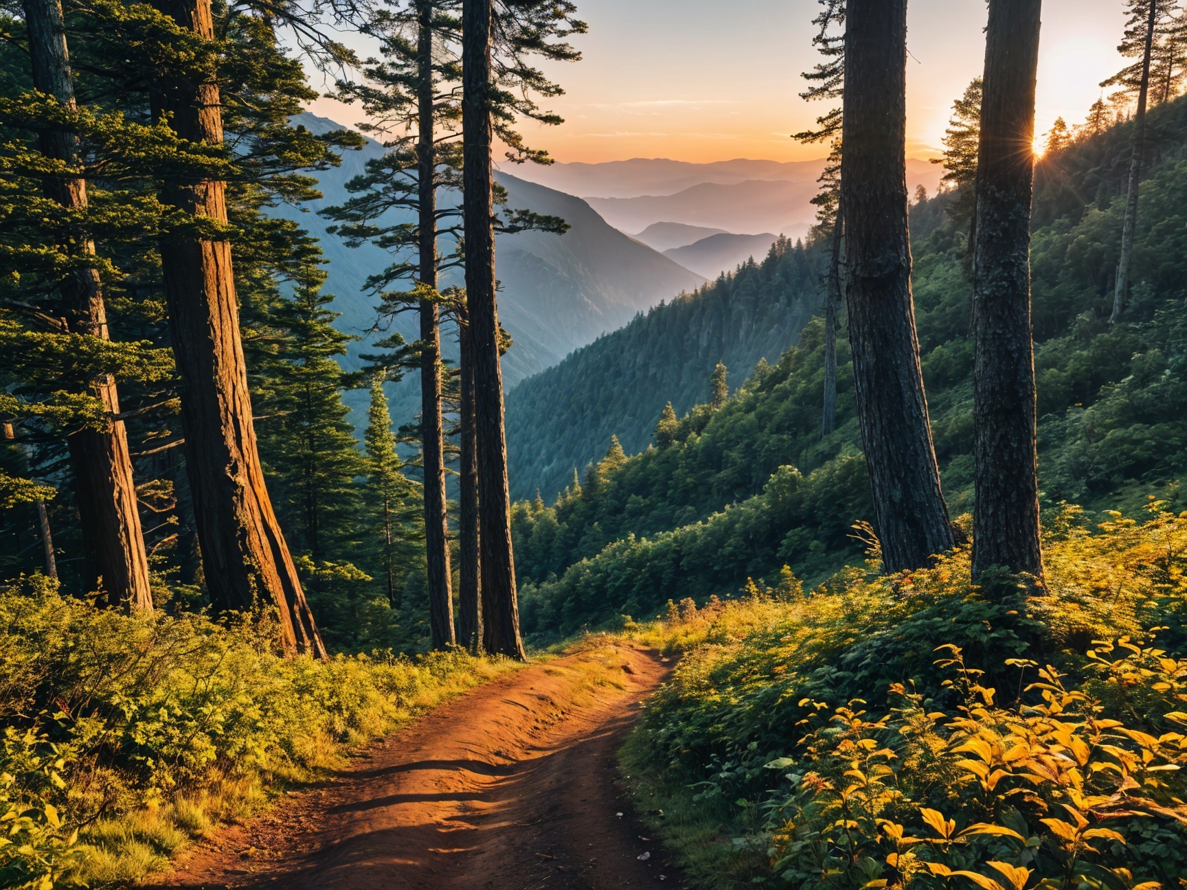 Serene Mountain Landscape with Winding Dirt Path