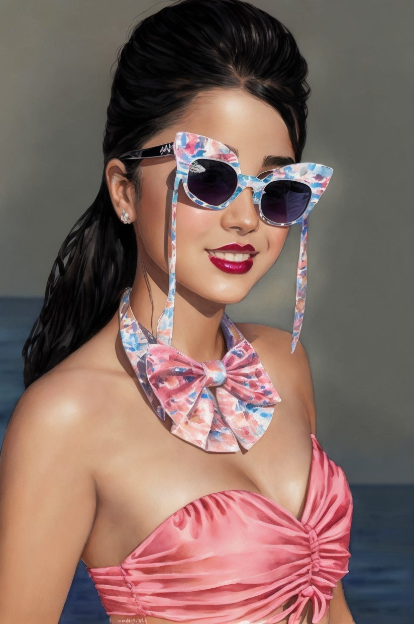 cute smiling sunglasses beach bowtie model