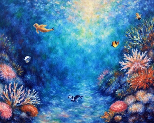 Vibrant Underwater Scene with Colorful Coral and Fish