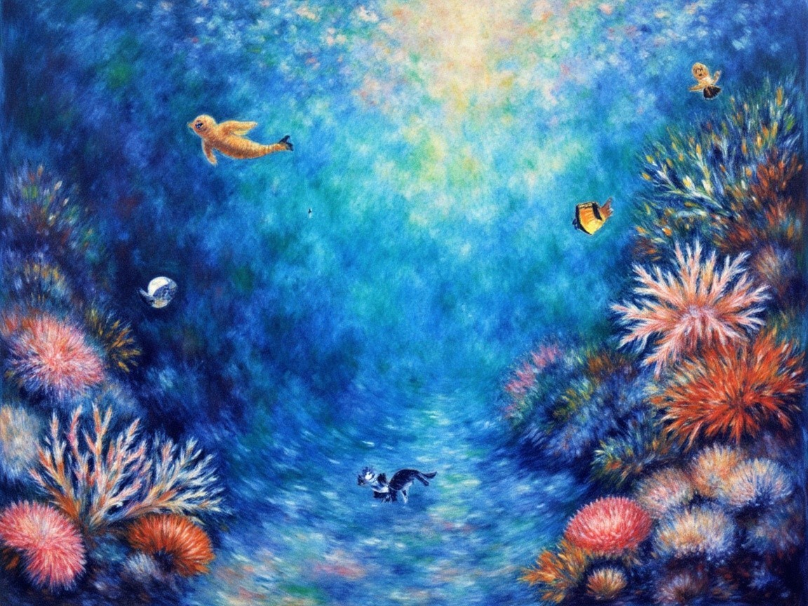 Vibrant Underwater Scene with Colorful Coral and Fish