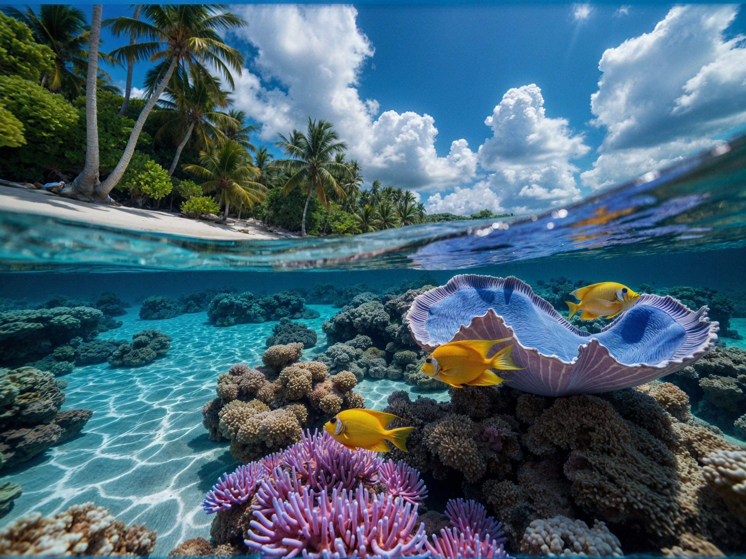 Vibrant Underwater Scene with Coral Reefs and Fish