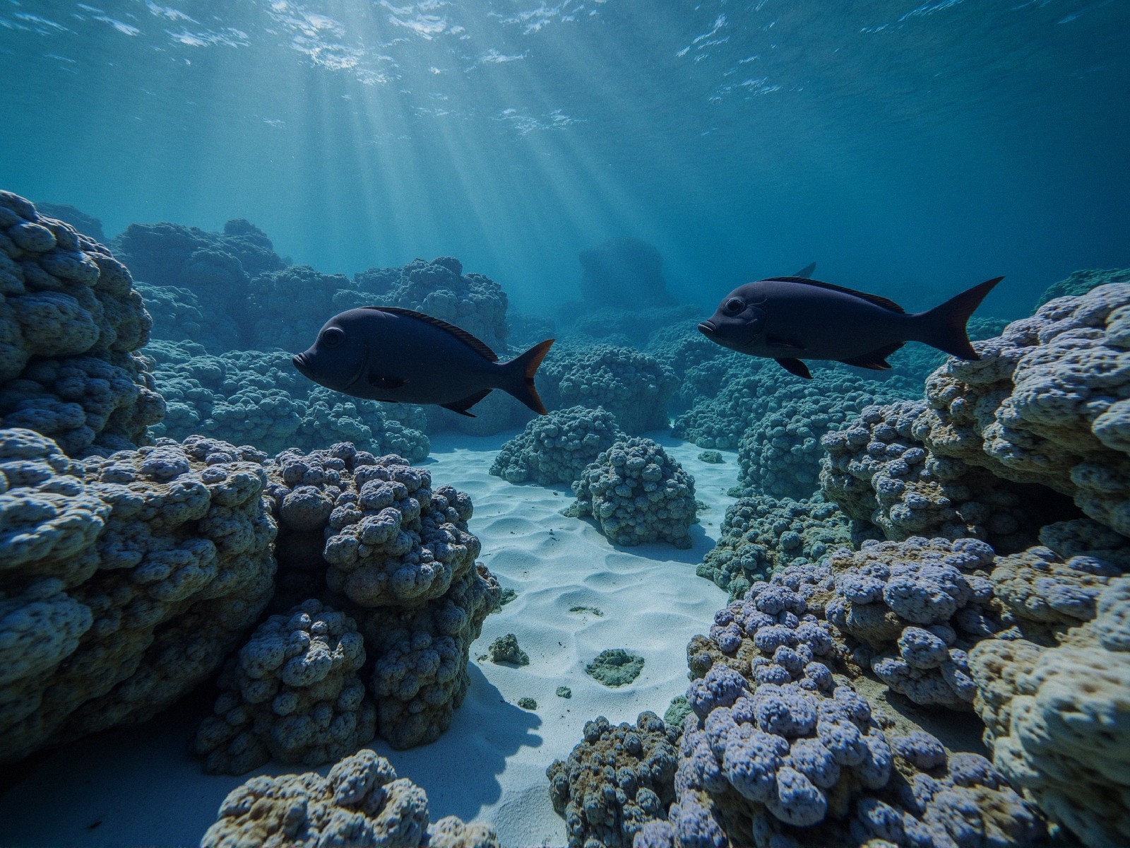 Vibrant Underwater Scene with Coral and Fish