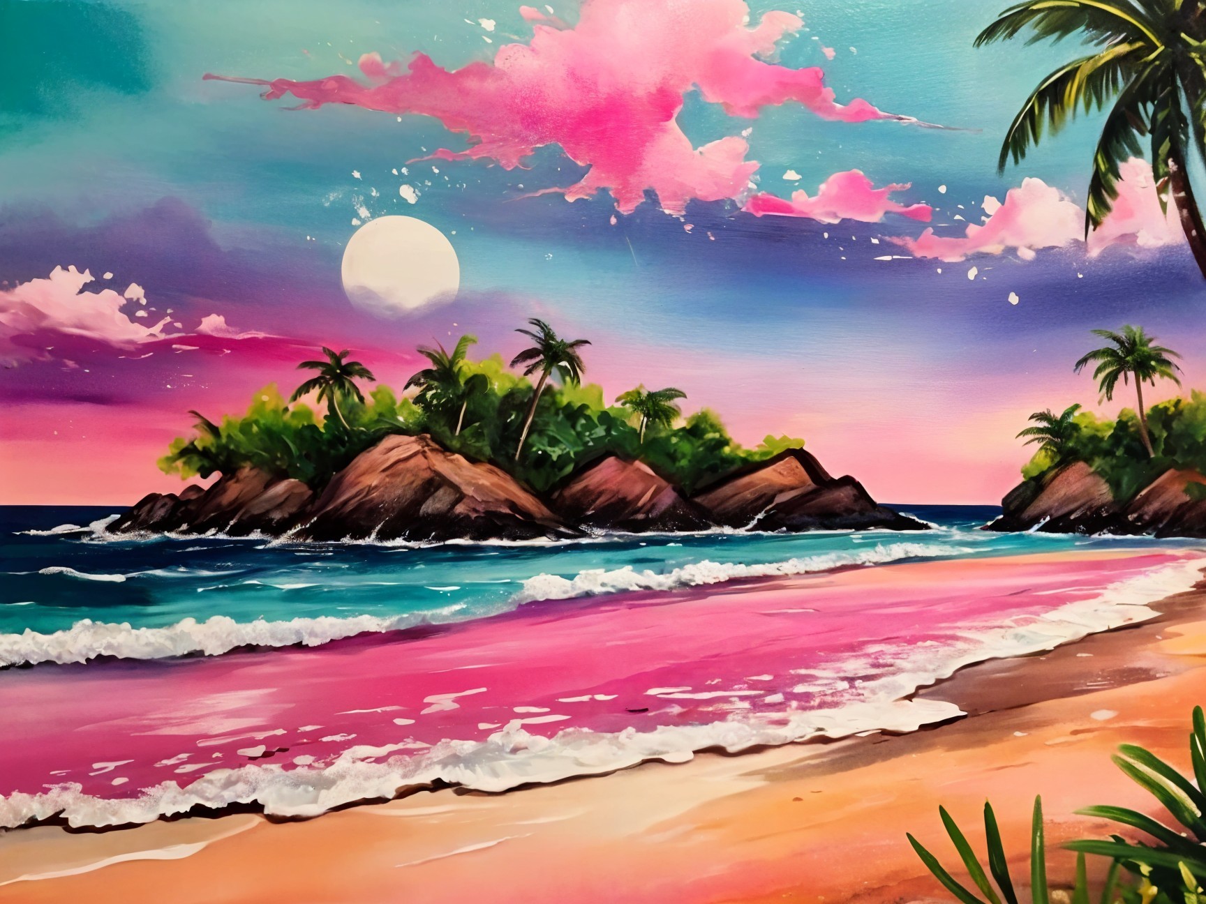 Vibrant Sunset Over Tropical Beach Landscape