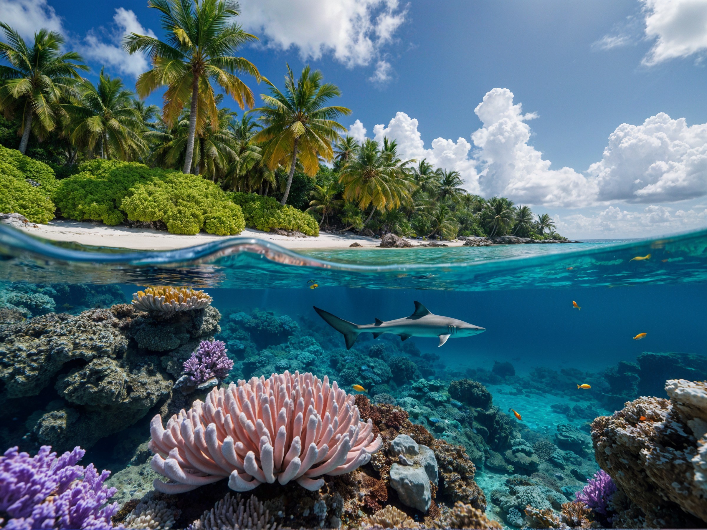 Vibrant Coral Reefs and Marine Life Underwater Scene