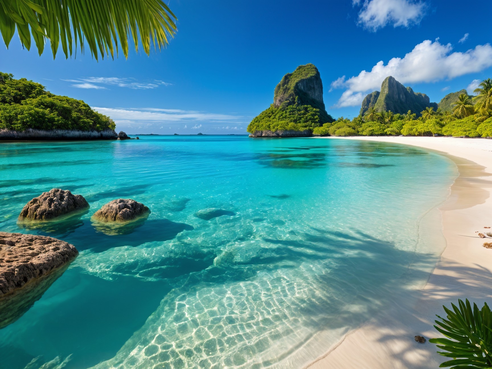 Tropical Beach with Turquoise Waters and White Sand