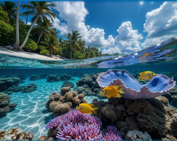 Vibrant Underwater Scene with Coral Reefs and Fish