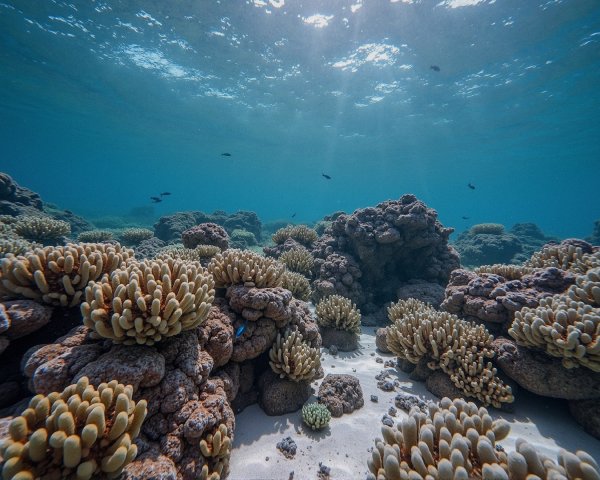 Vibrant Coral Reef Underwater Scene with Diverse Life