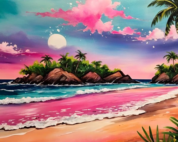 Vibrant Sunset Over Tropical Beach Landscape