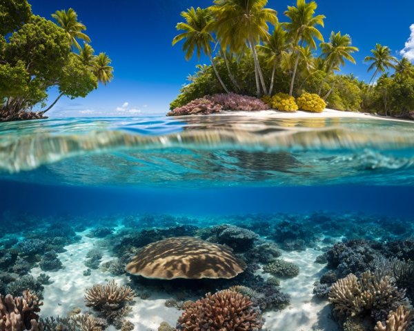 Tropical Underwater Paradise with Coral Reef and Turtle