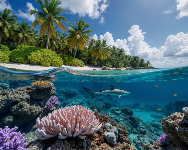 Vibrant Coral Reefs and Marine Life Underwater Scene