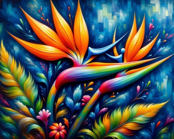 Vibrant Tropical Flowers with Bird-of-Paradise Blossoms