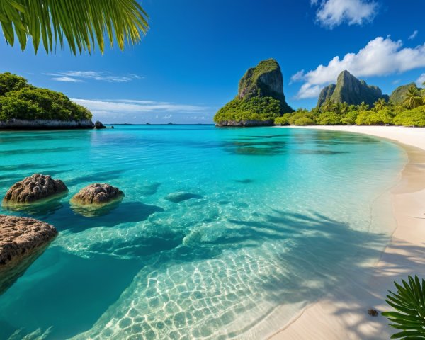 Tropical Beach with Turquoise Waters and White Sand
