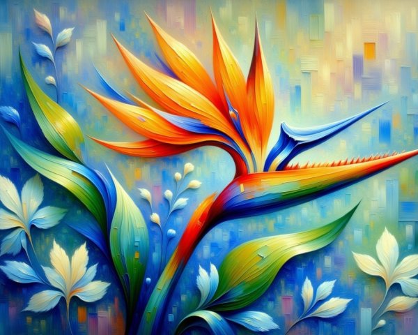Abstract Bird of Paradise Flower in Vibrant Colors