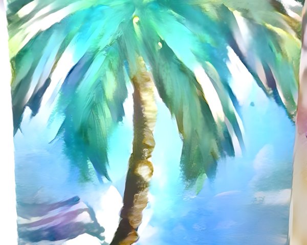 Vibrant Palm Tree Painting Against Blue Sky