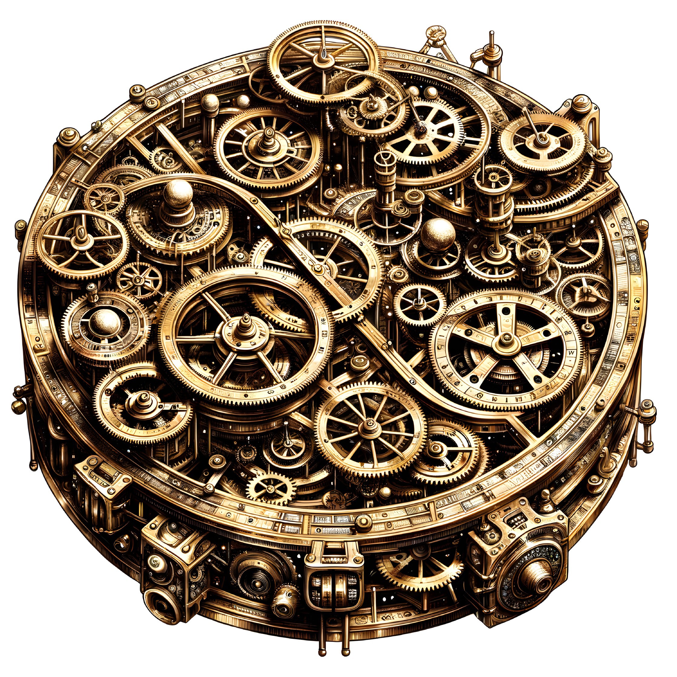 Intricate Brass Gears in Steampunk Design