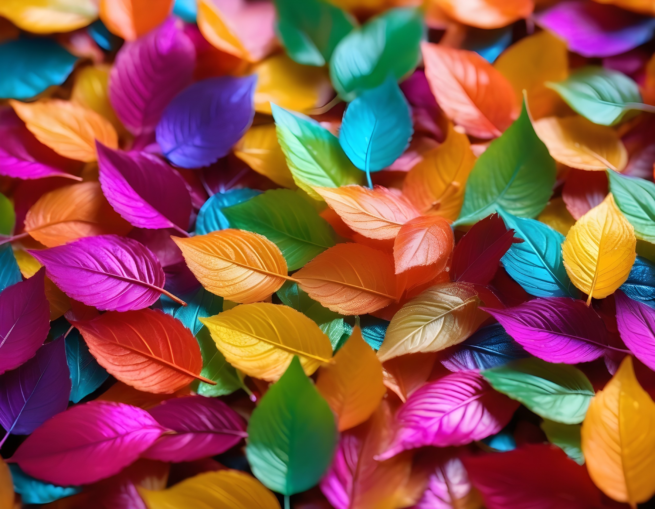 Vibrant Multicolored Artificial Leaves in Various Shapes