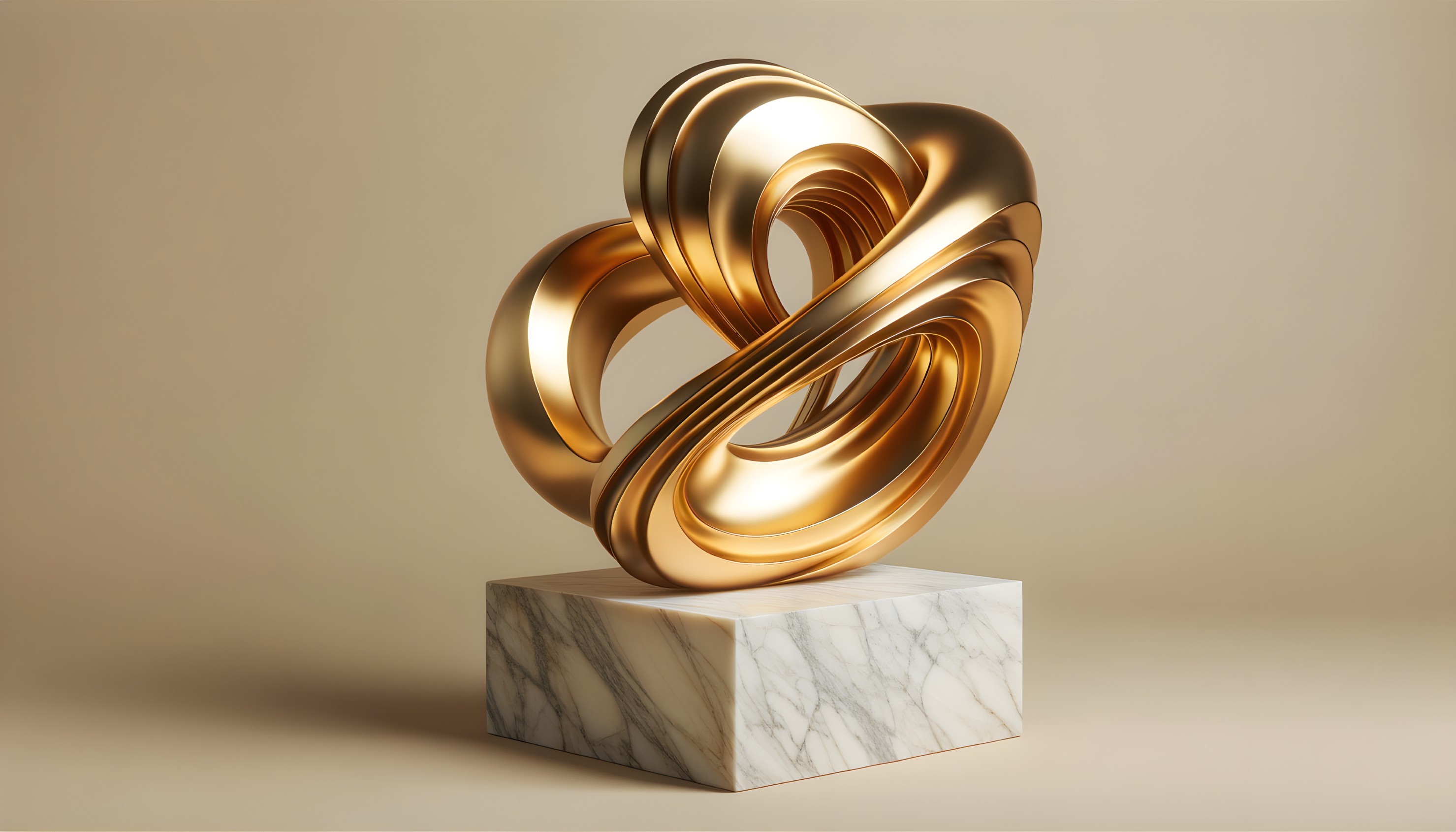 Abstract Sculpture with Polished Golden Loops