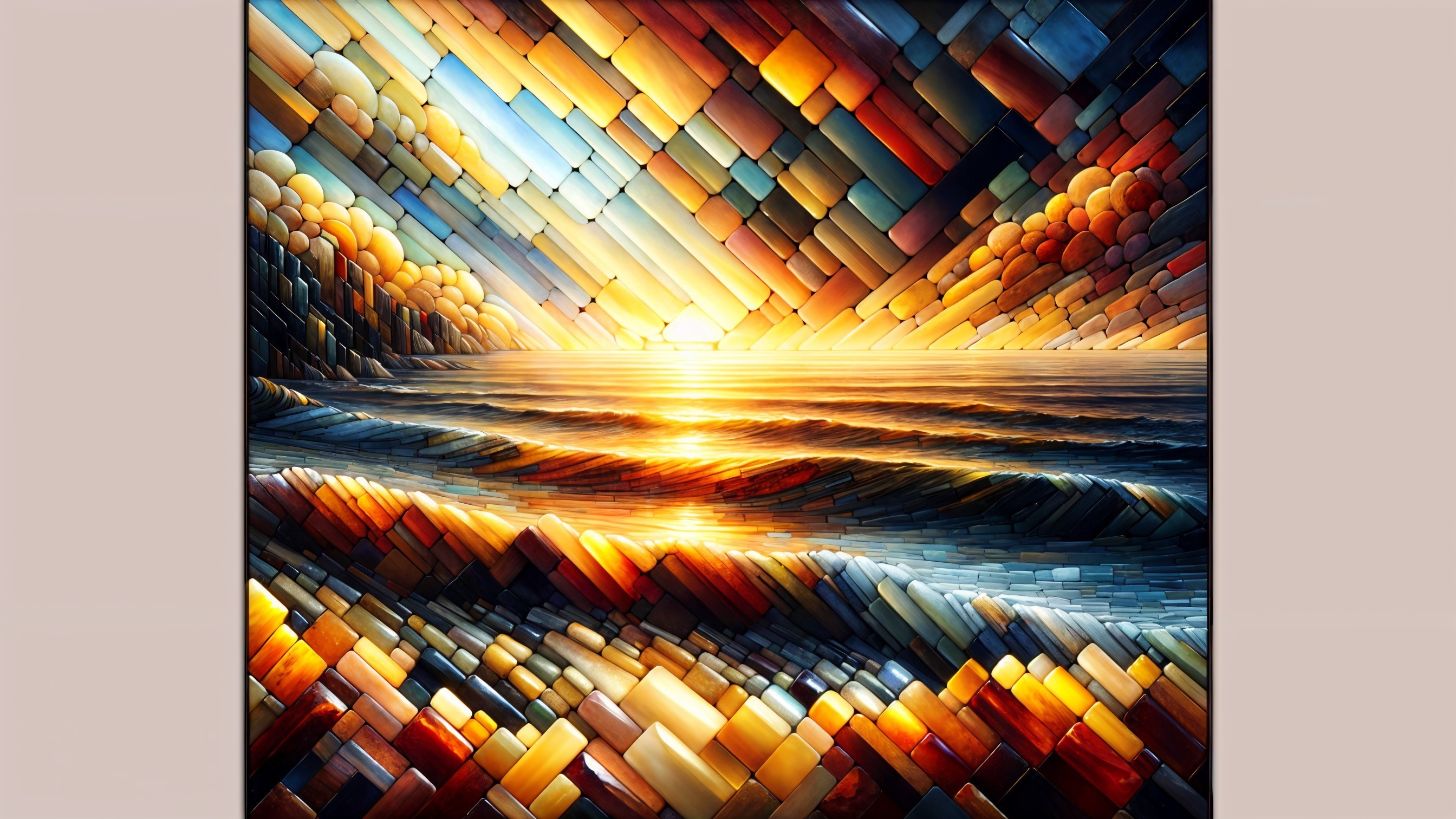 Vibrant Sunset Over Tranquil Ocean with Bold Hues