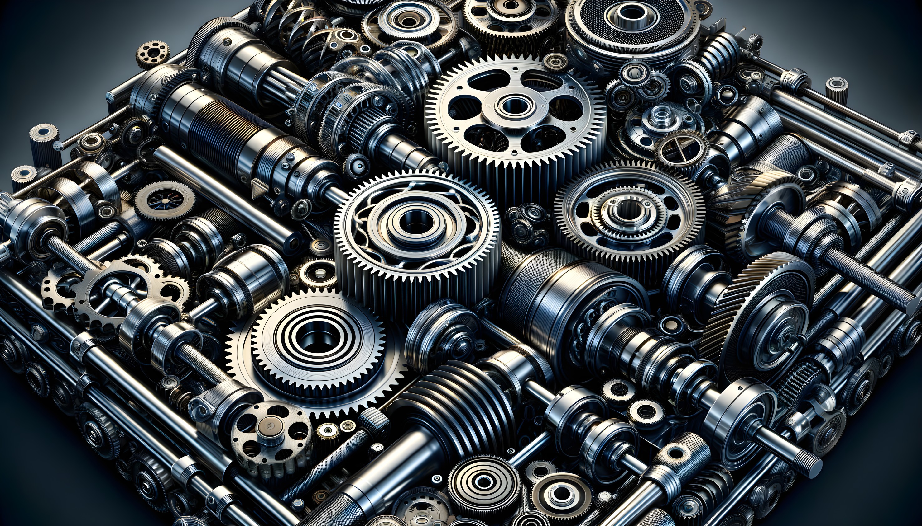 Intricate Metallic Gears and Mechanical Components Arrangement