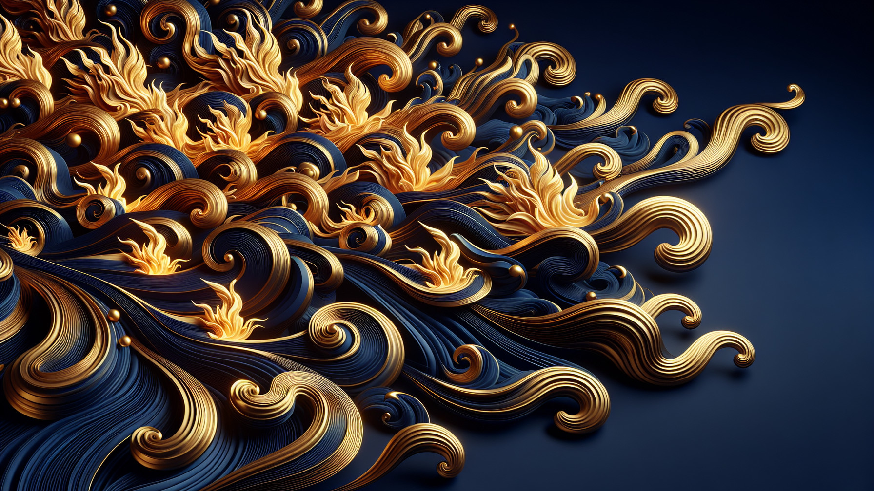 Intricate Design with Golden and Deep Blue Elements