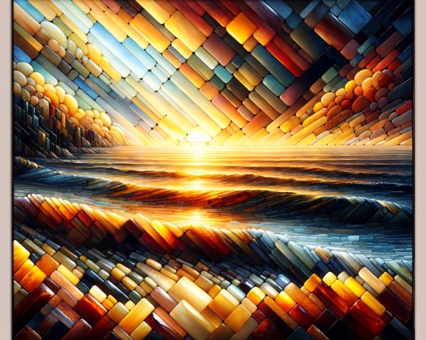 Vibrant Sunset Over Tranquil Ocean with Bold Hues