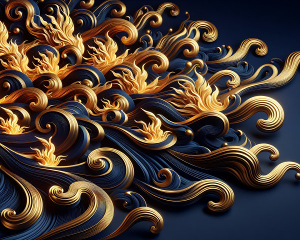 Intricate Design with Golden and Deep Blue Elements