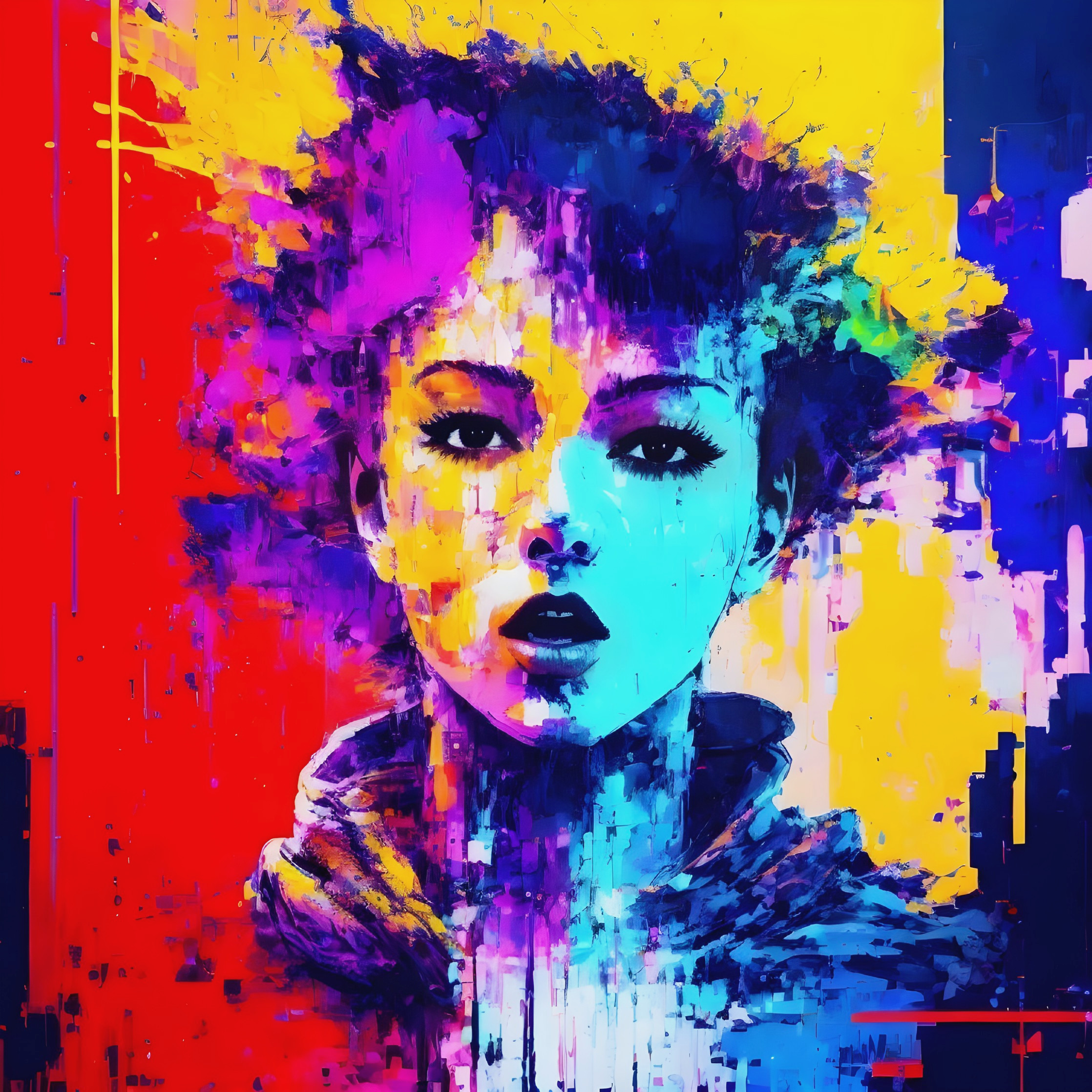 Abstract Portrait of a Woman in Vibrant Colors