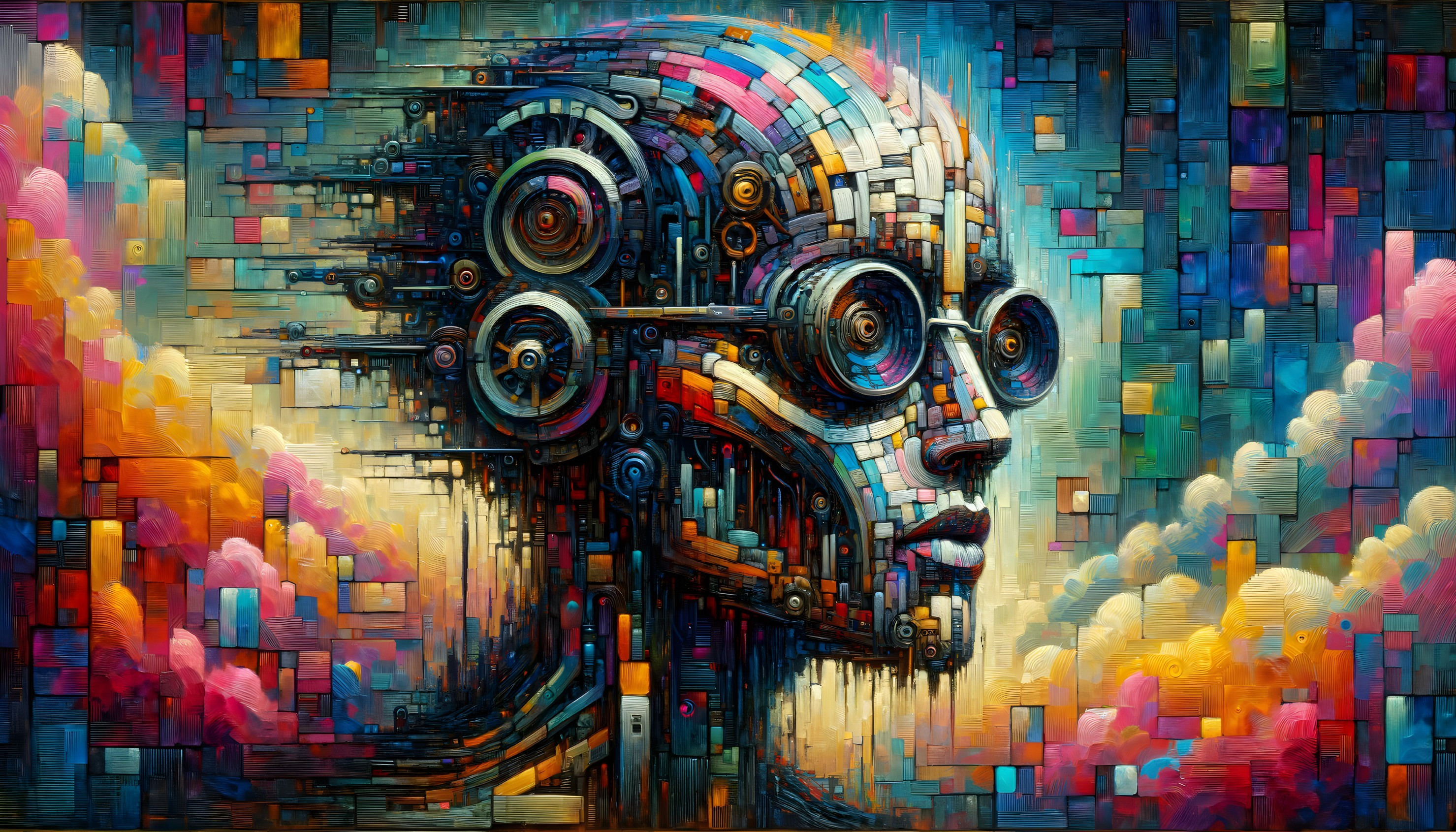 Futuristic Abstract Portrait of a Humanoid Figure