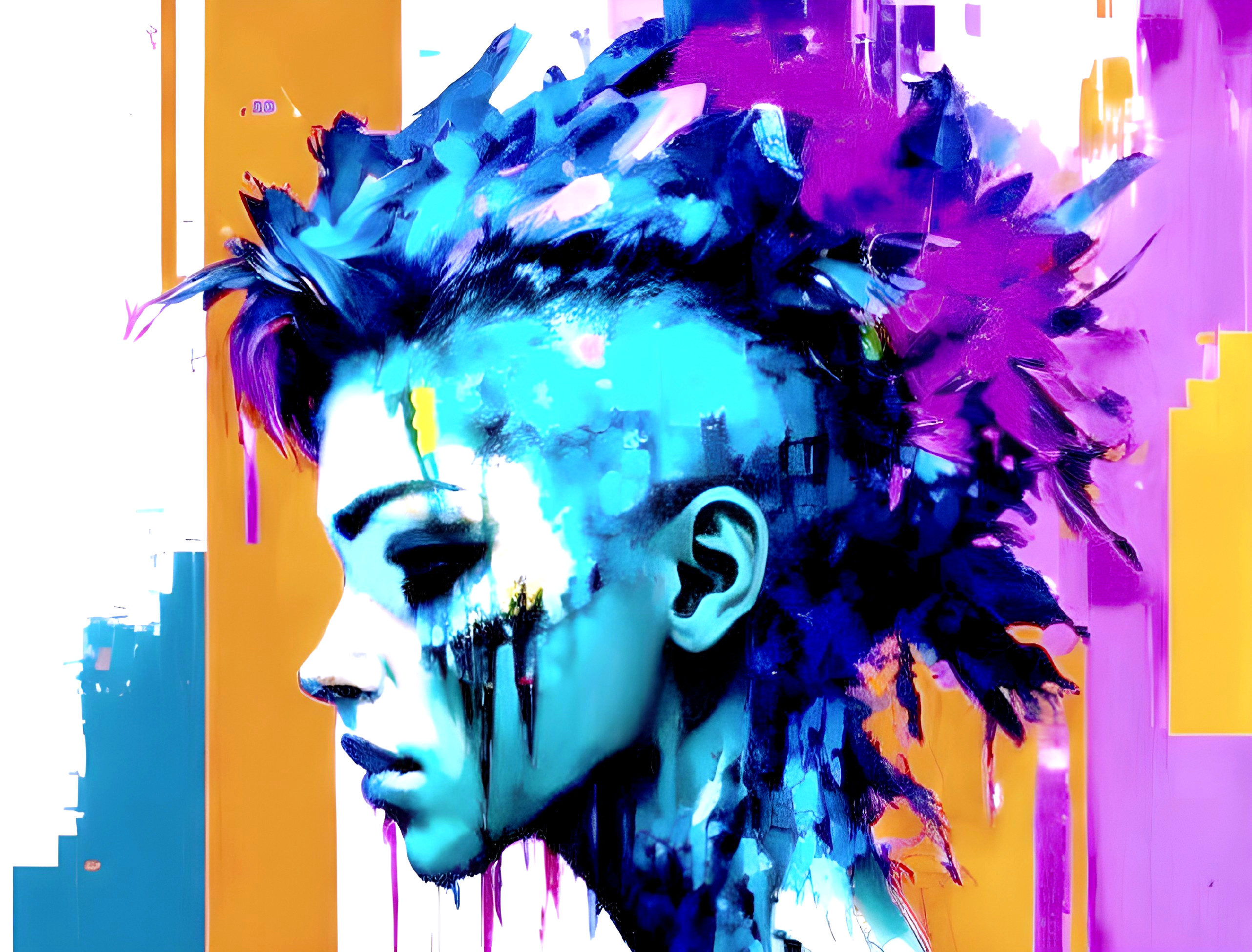 Colorful Abstract Profile Artwork in Blue and Purple