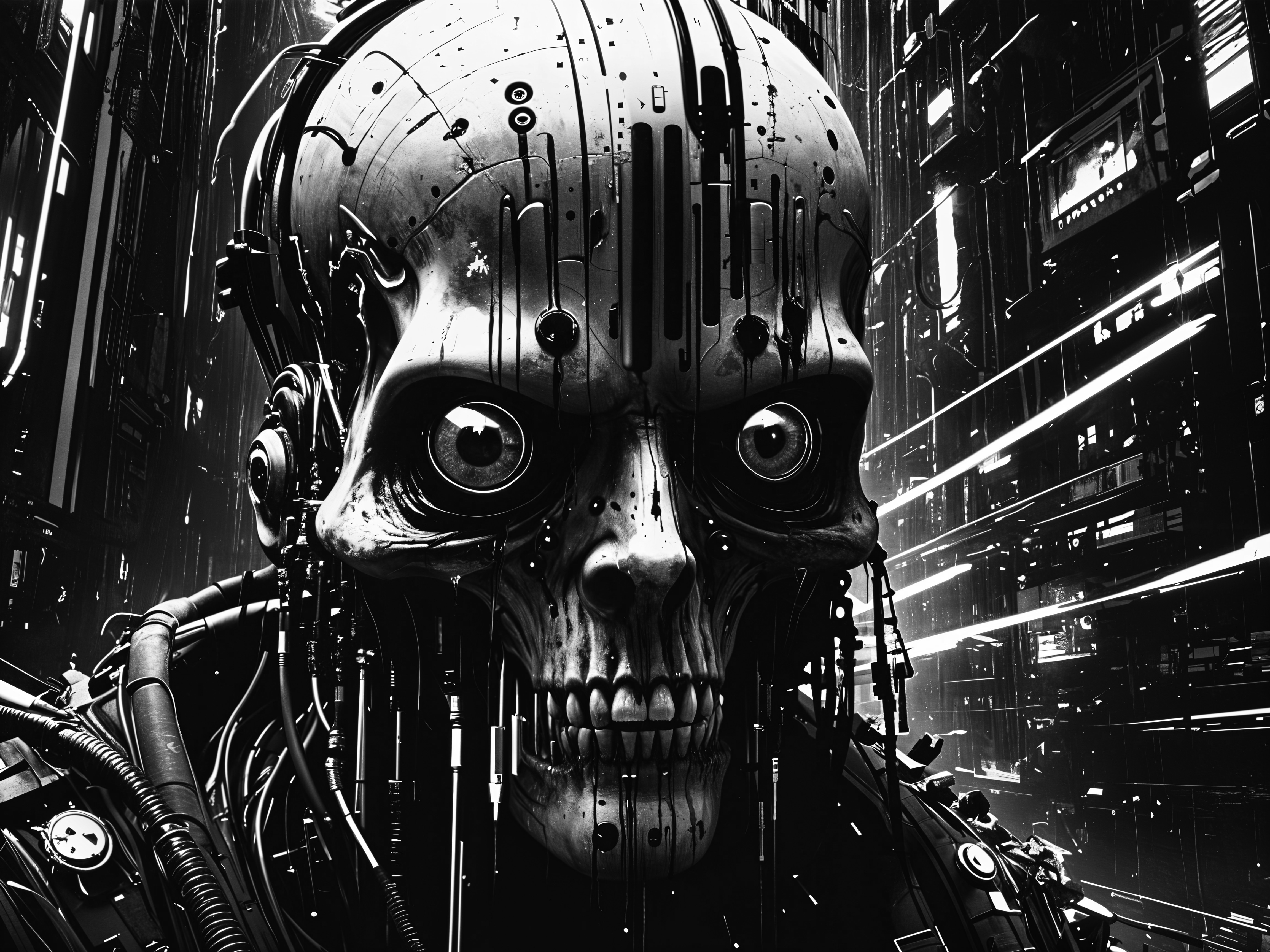 Futuristic Cybernetic Skull with Circuitry Details