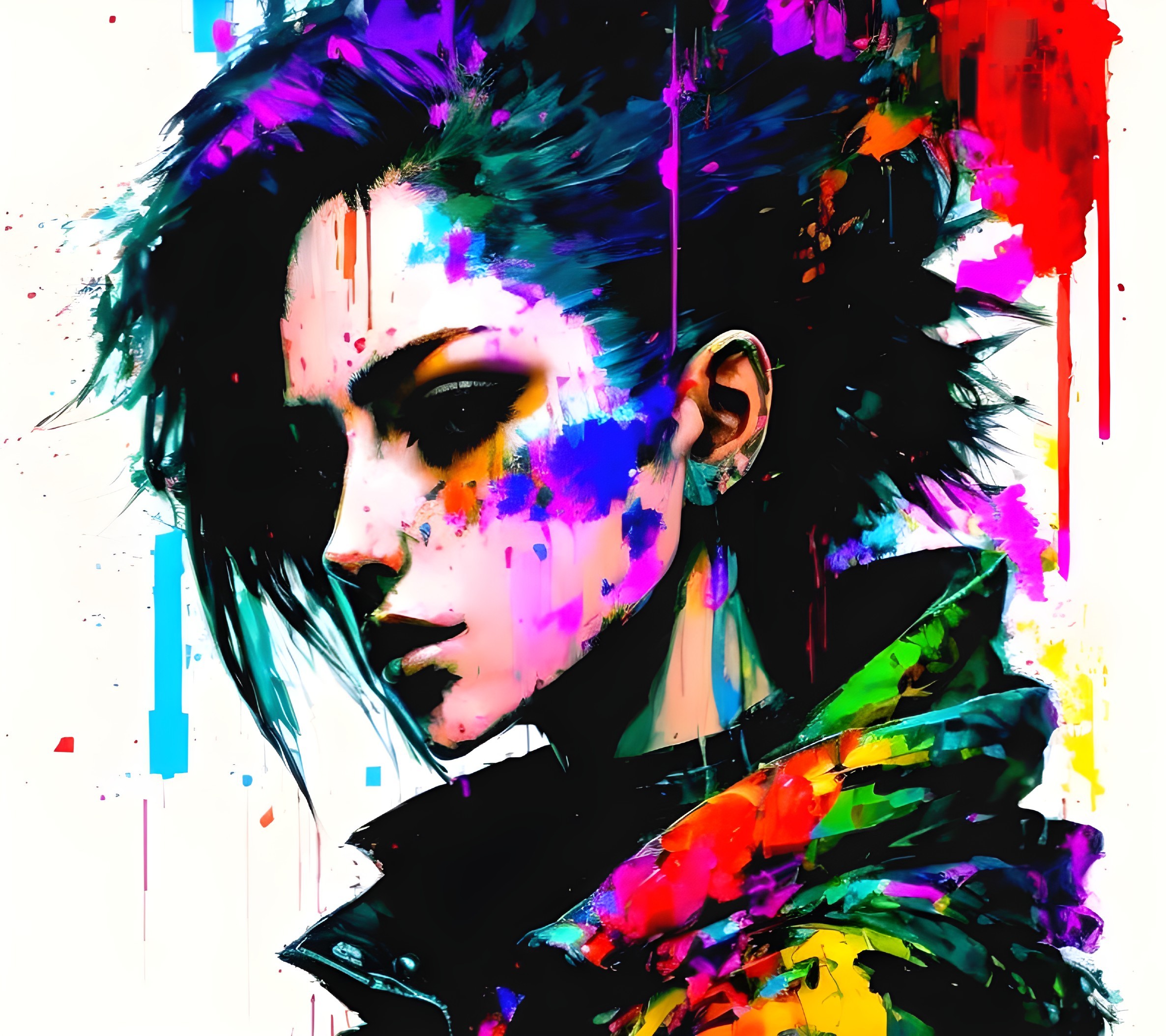 Vibrant Digital Artwork with Colorful Paint Splatters