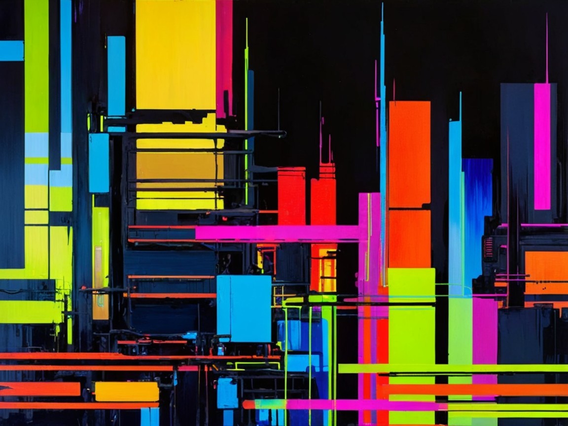 Abstract Composition with Bold Colors and Geometric Shapes