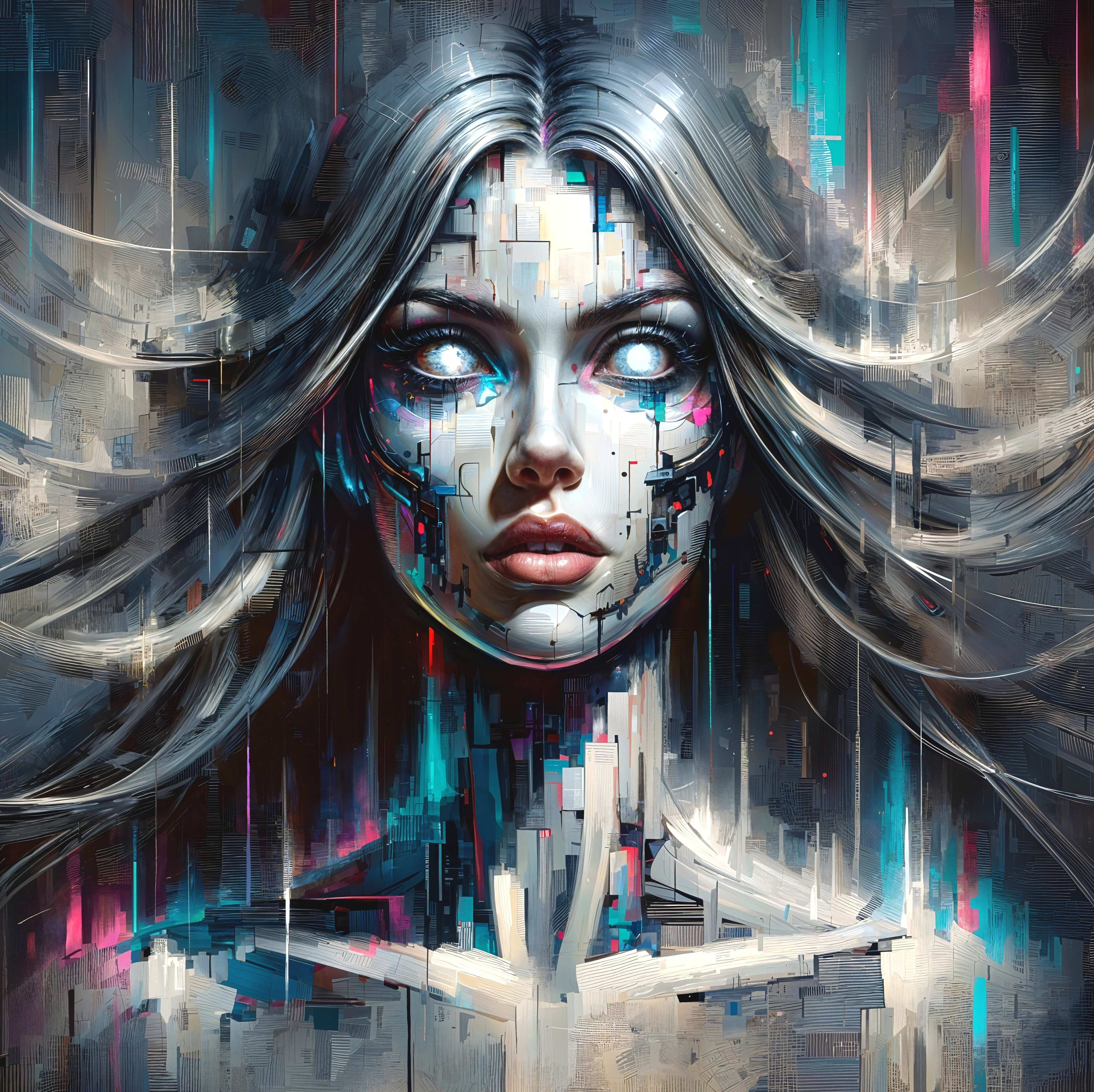 Futuristic Abstract Portrait of a Robotic Woman