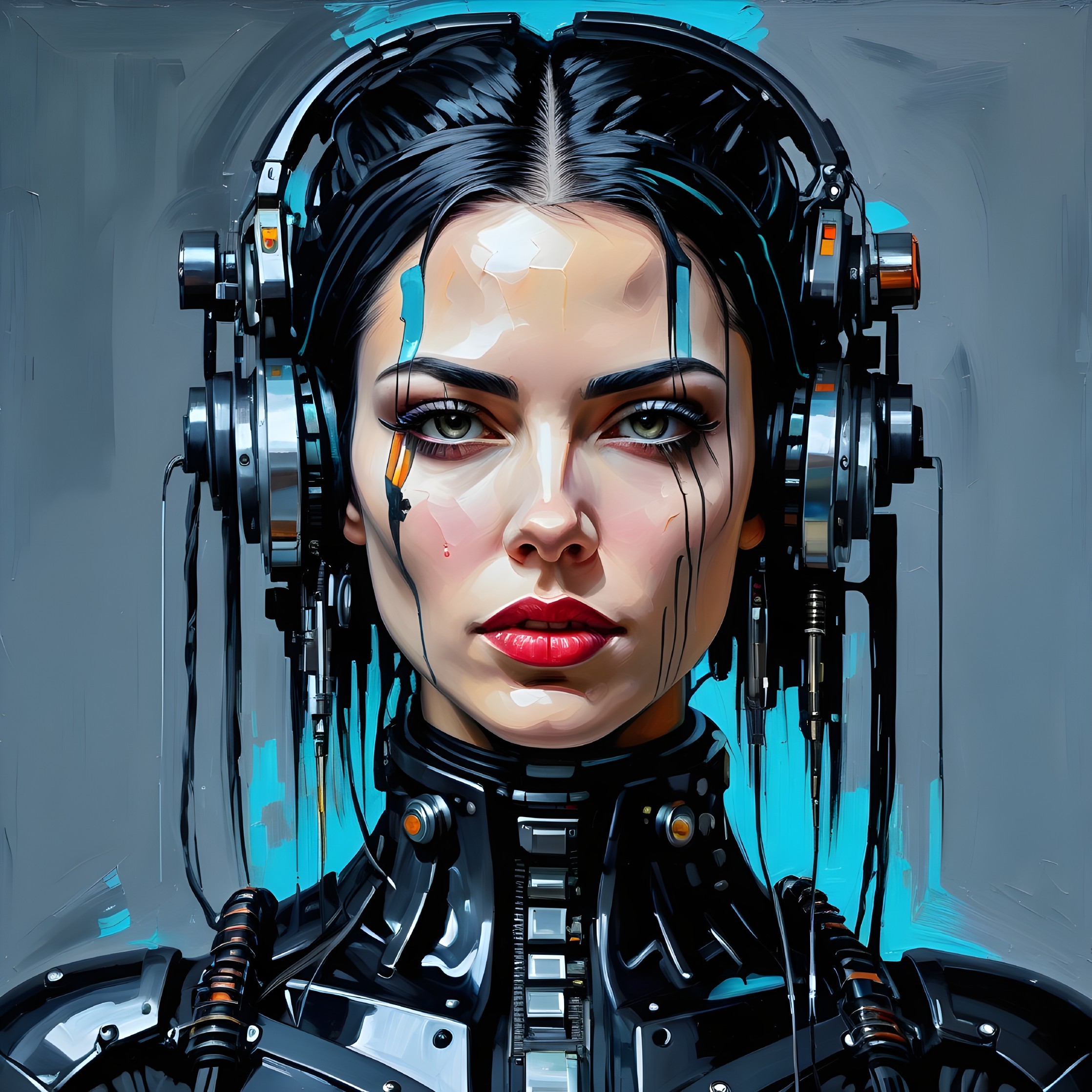 Female Figure with Human and Cybernetic Elements