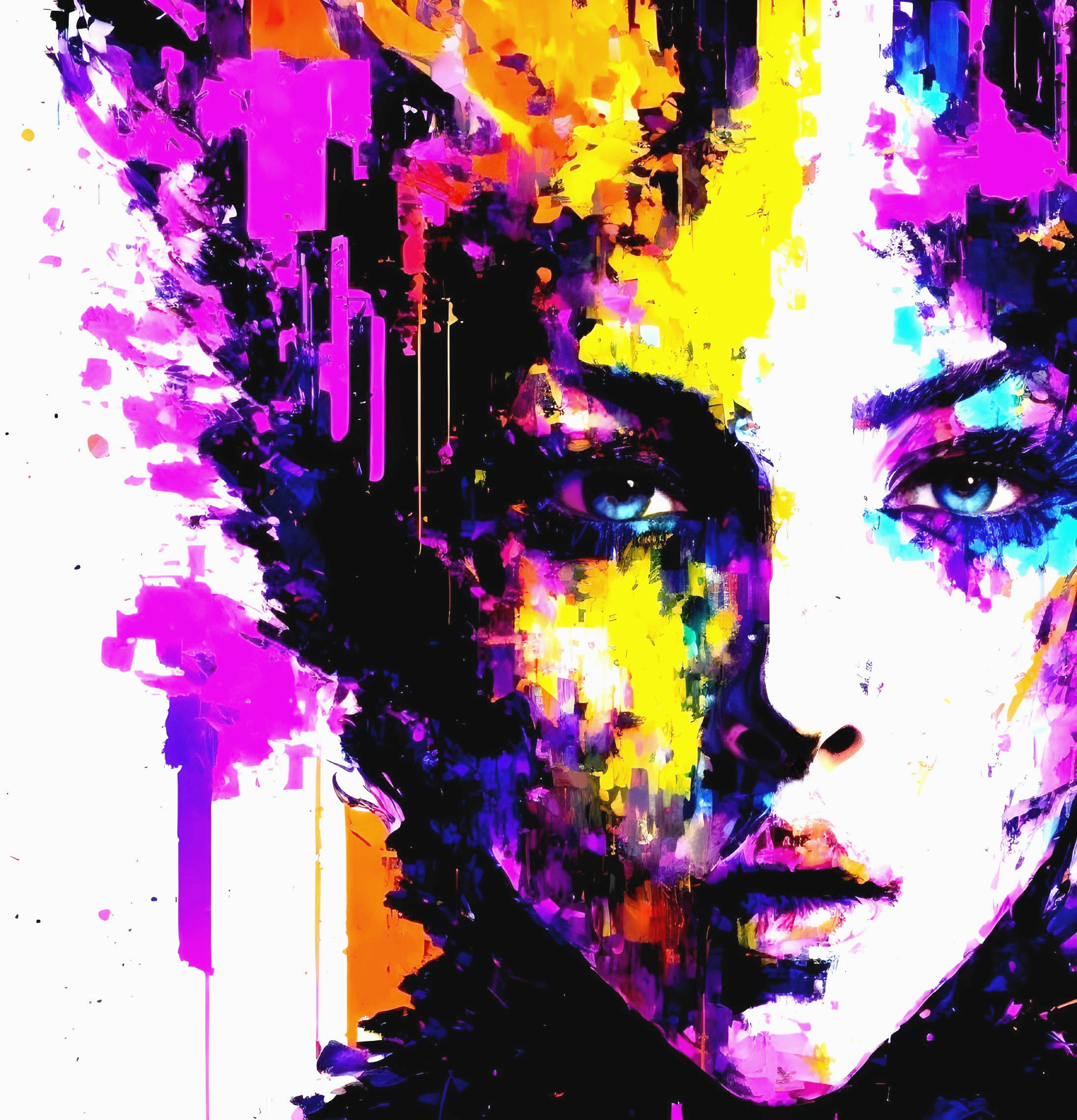 Vibrant Abstract Portrait of a Woman in Bold Colors