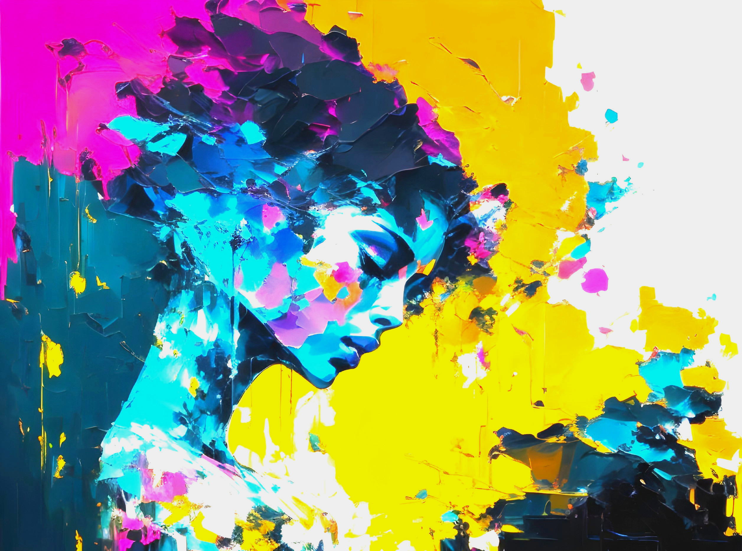 Vibrant Abstract Painting of a Side Profile Face