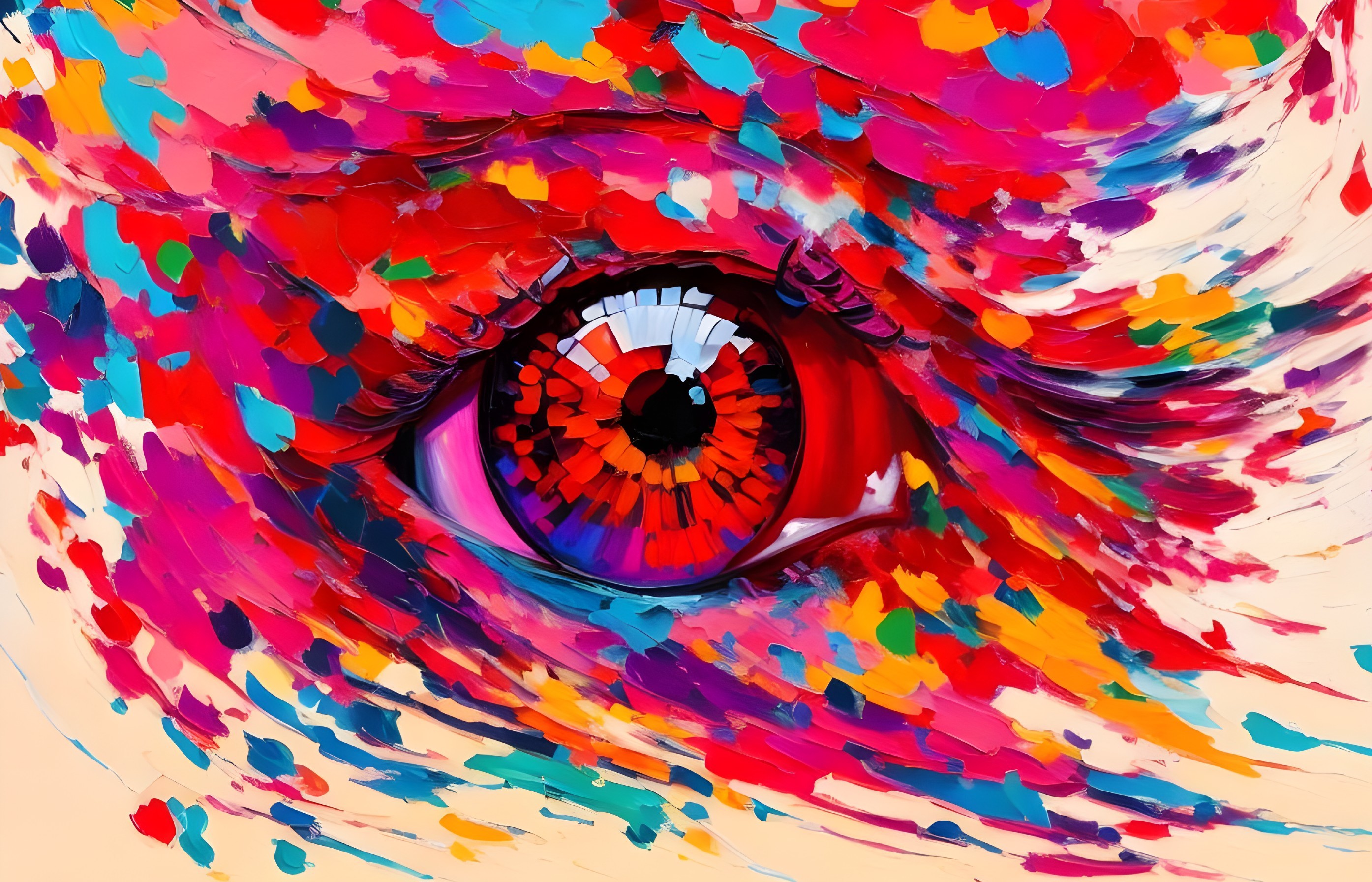 Vibrant Digital Artwork of a Colorful Human Eye