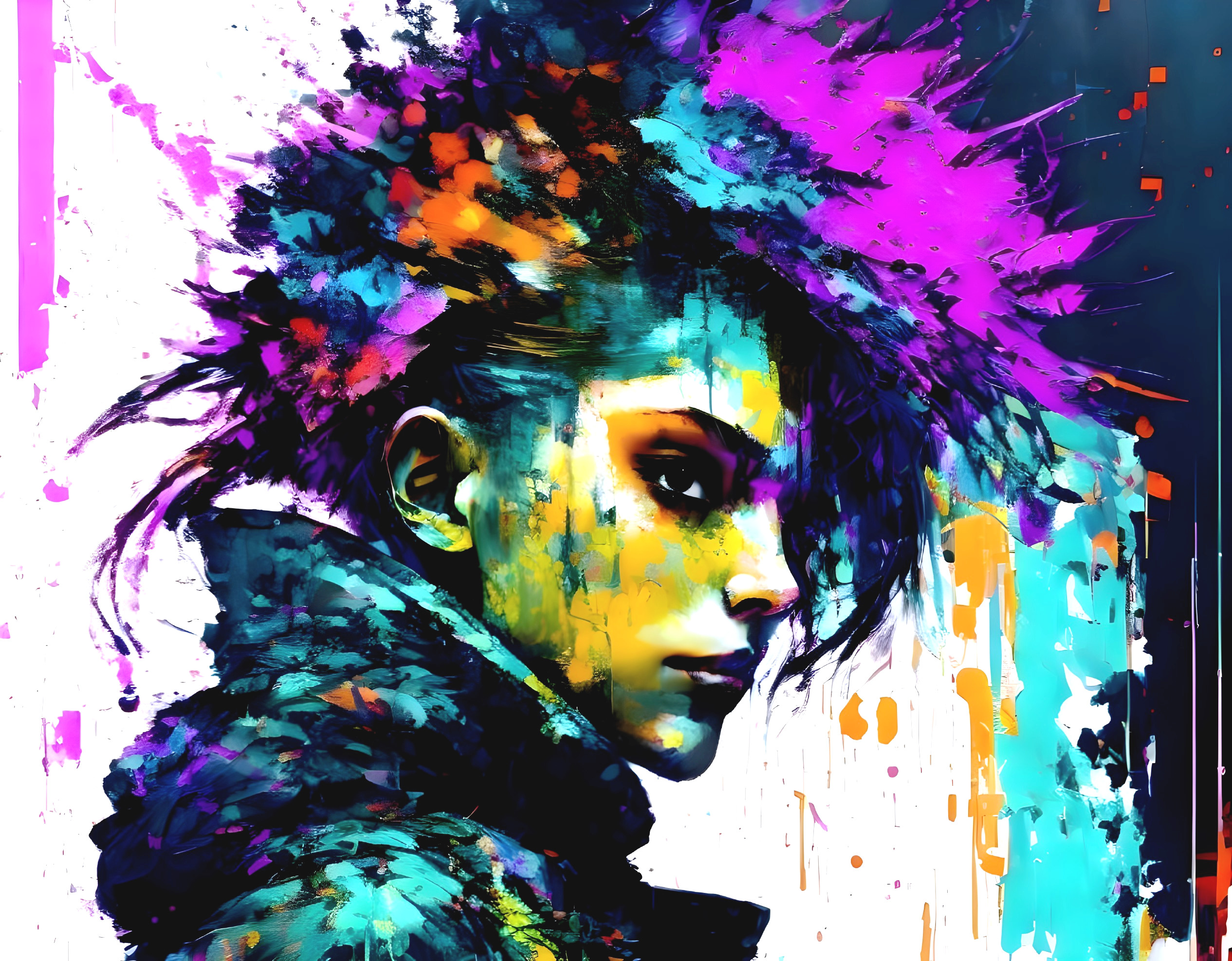 Digital Artwork of a Colorful Abstract Profile Portrait