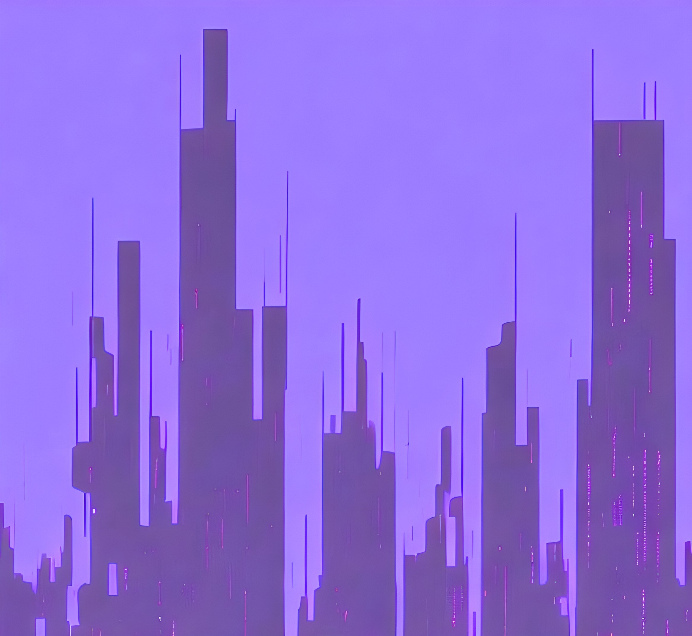 Purple and Pink City Skyline Abstract Illustration