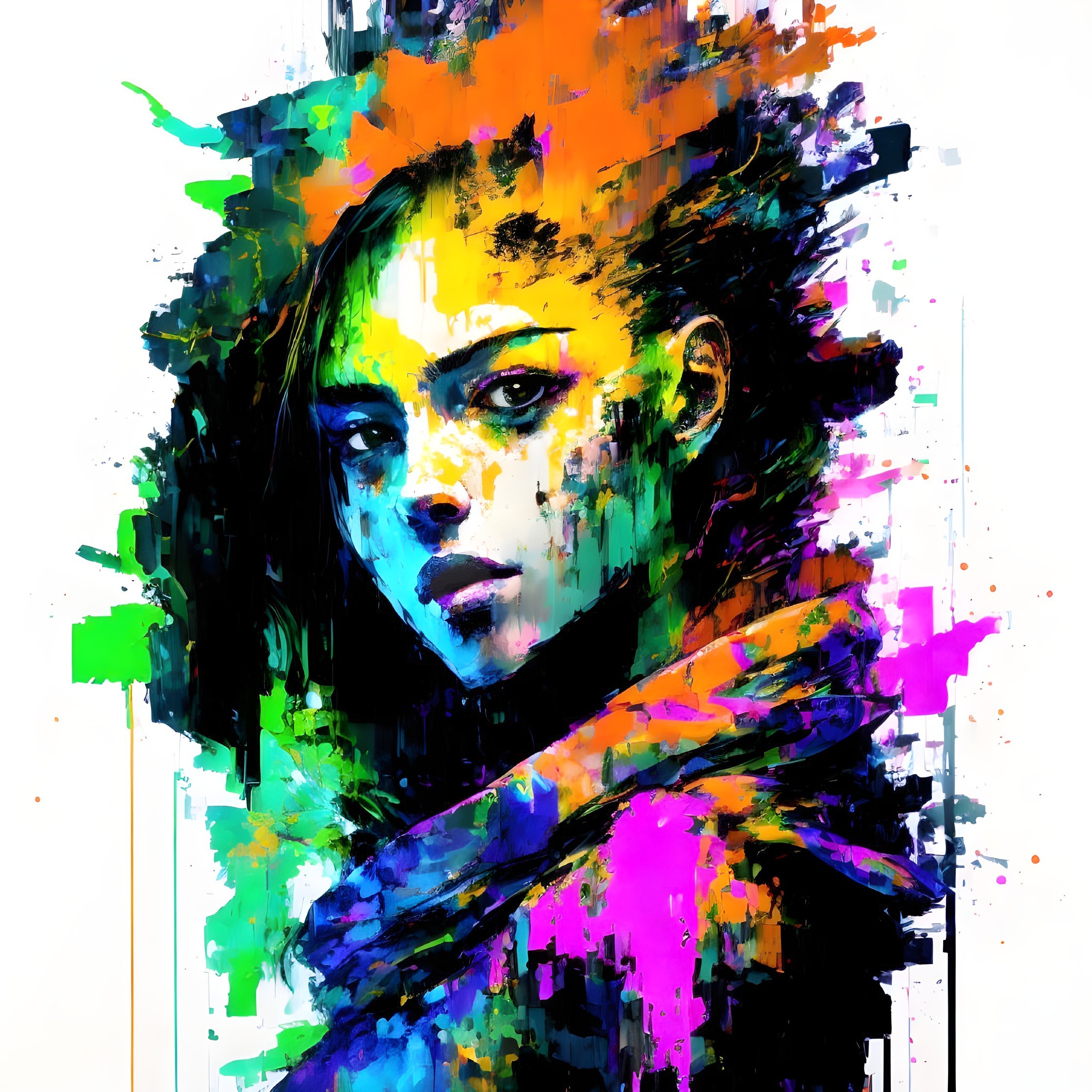 Digital Portrait of a Young Woman with Vibrant Colors