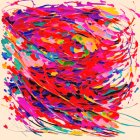 Vibrant Portrait of Two Faces with Bold Paint Effects