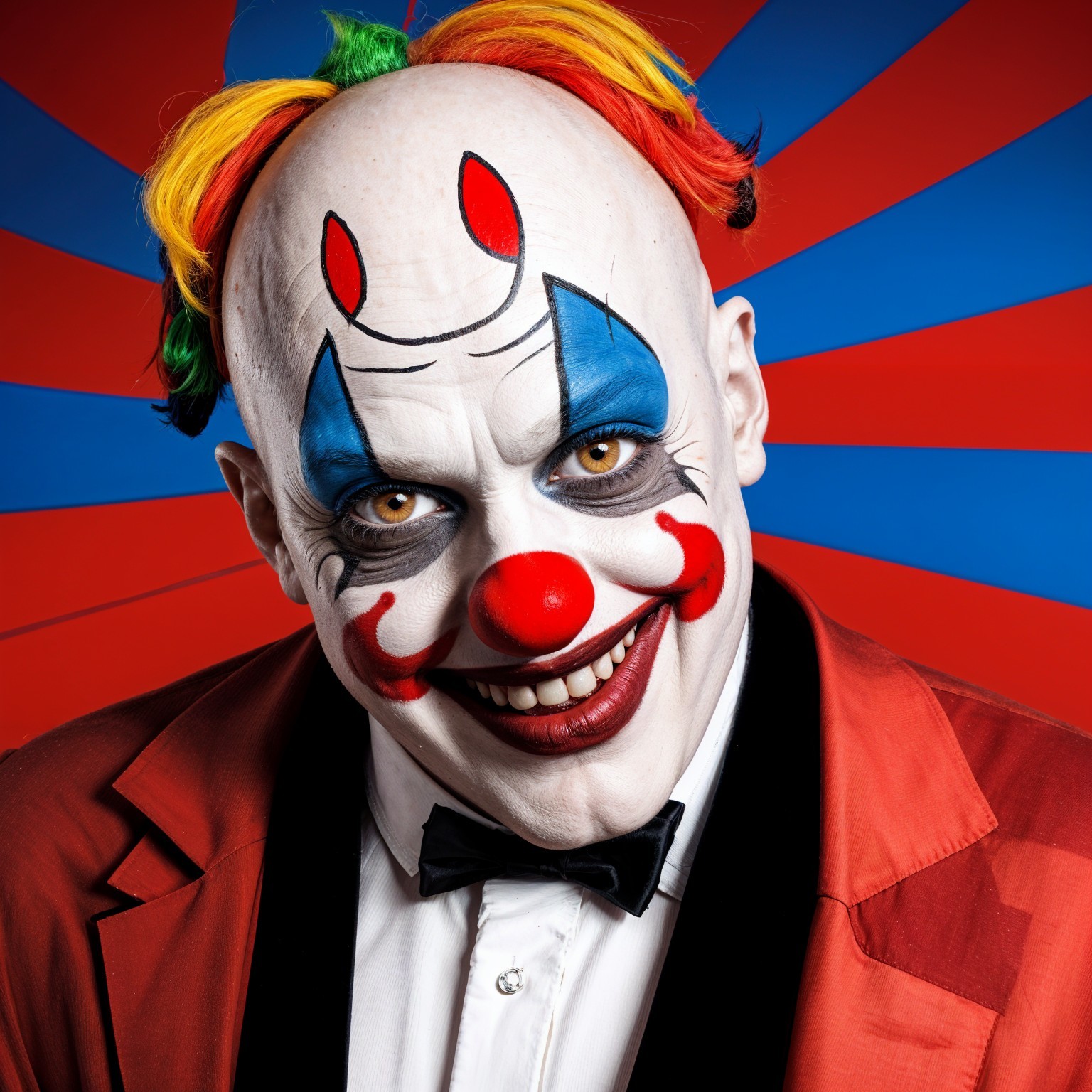 Clown with Colorful Hair and Vibrant Background