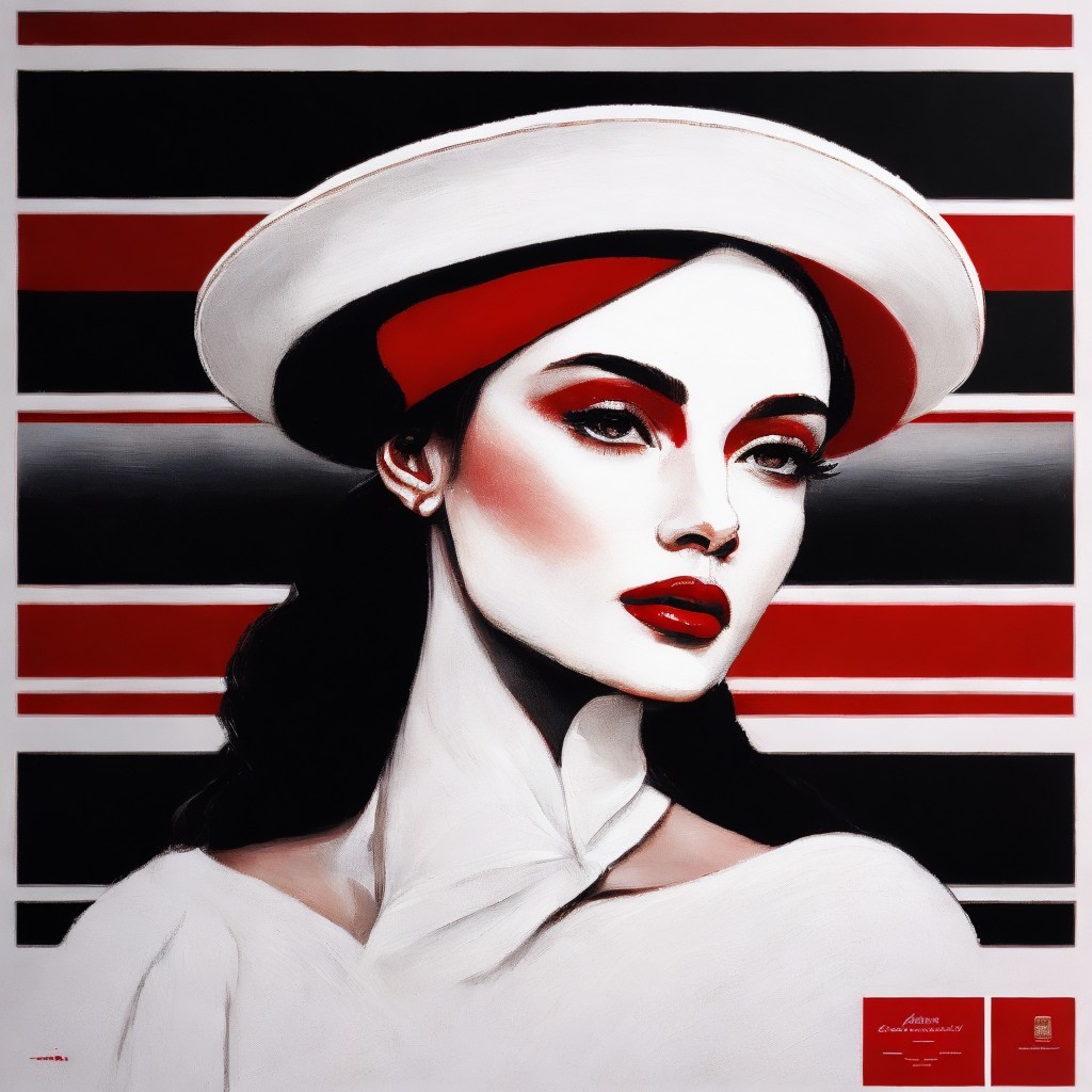 Portrait of a Woman with Bold Stripes and Elegant Attire