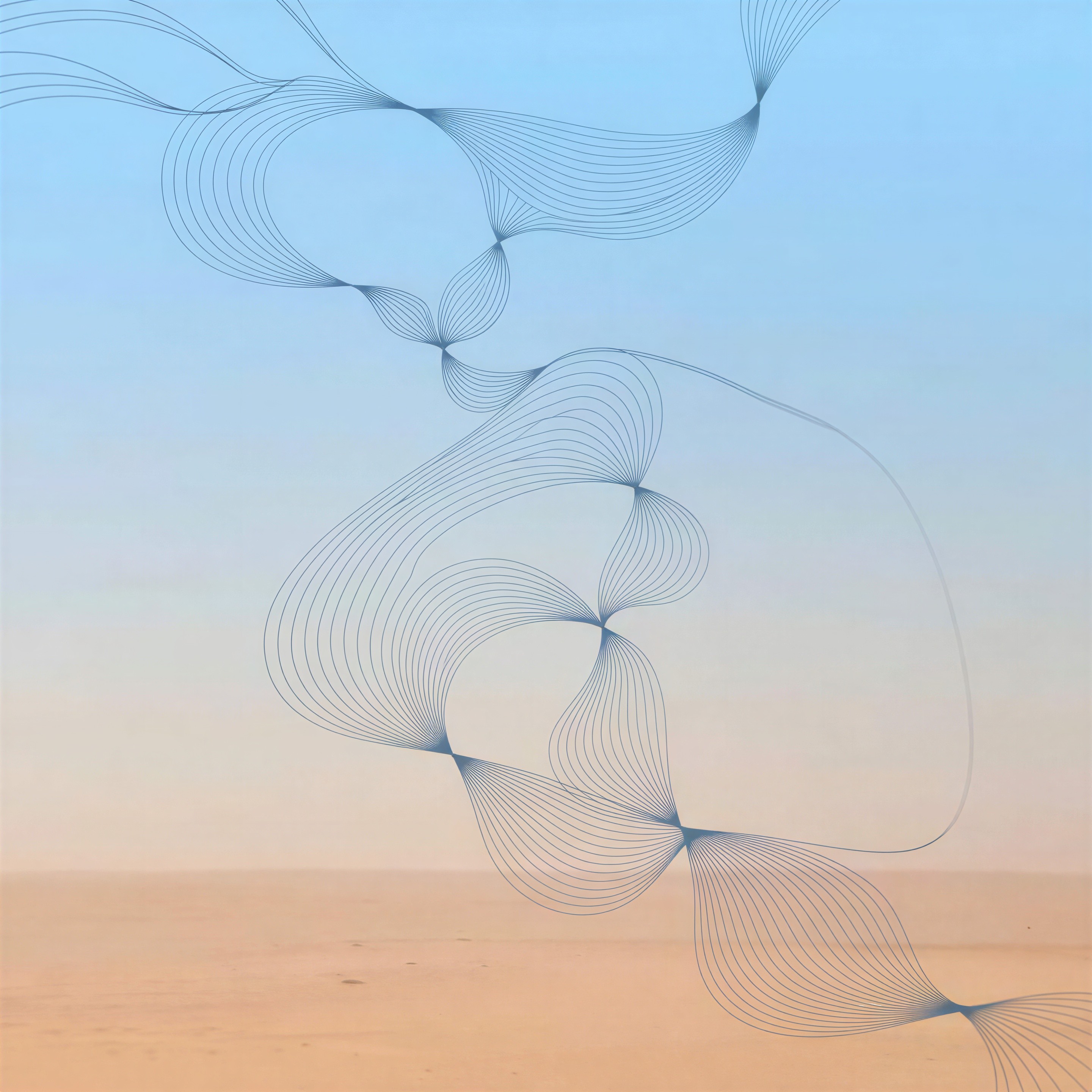 Generative Art with Blue Sky and Tan Ground Spiral