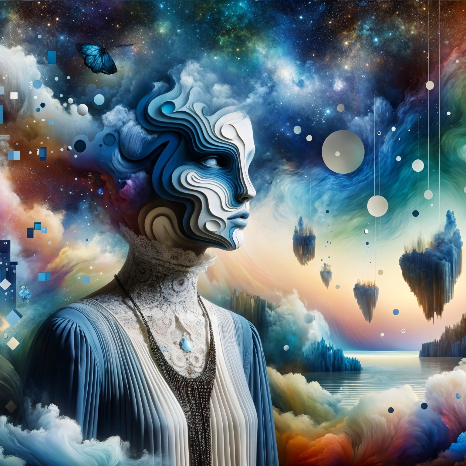 Surreal Portrait of a Woman in Cosmic Landscape