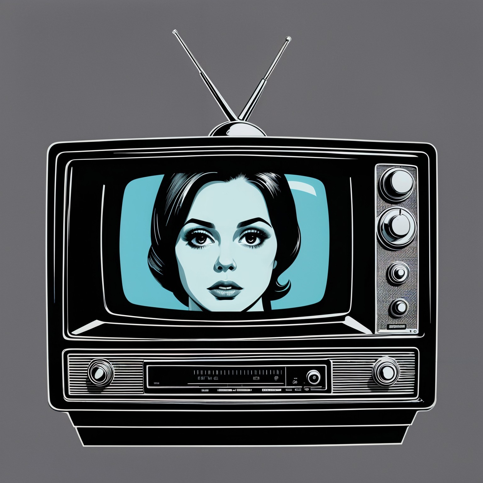 Retro Television Displaying Captivating Woman's Portrait