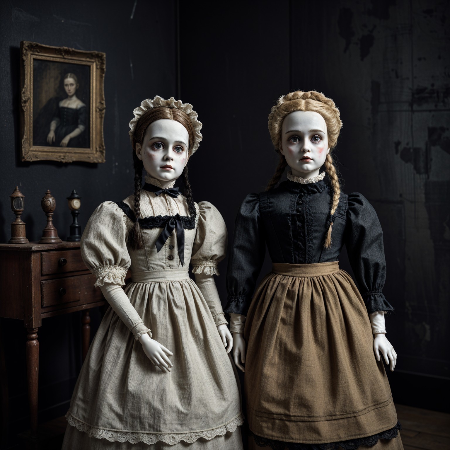 Vintage Porcelain Dolls in 19th-Century Attire